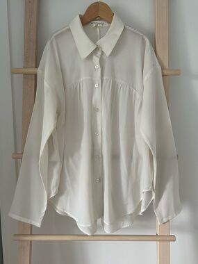 BCBGeneration Cream Button-Down Blouse